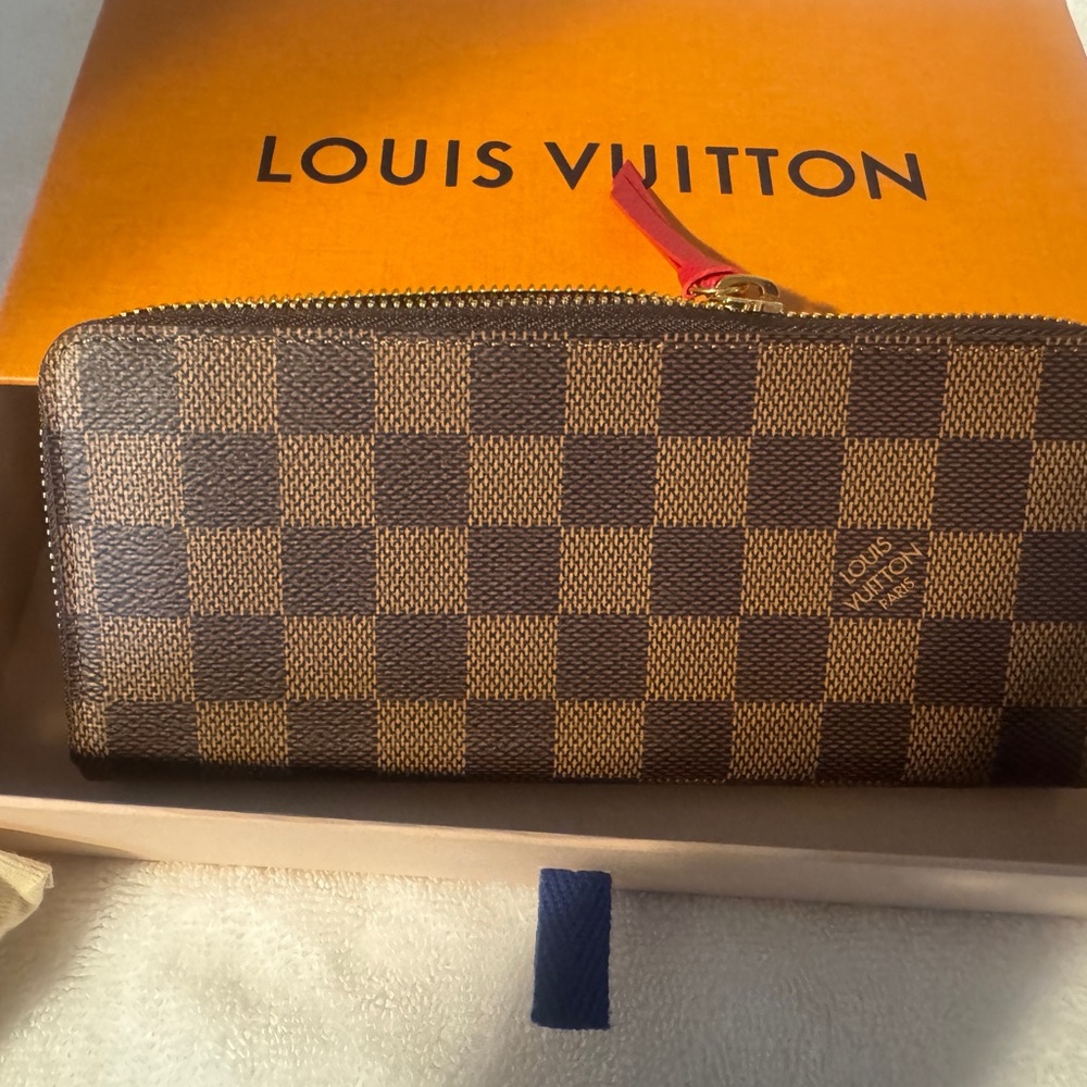 Louis Vuitton Clémence Wallet with Red Accent